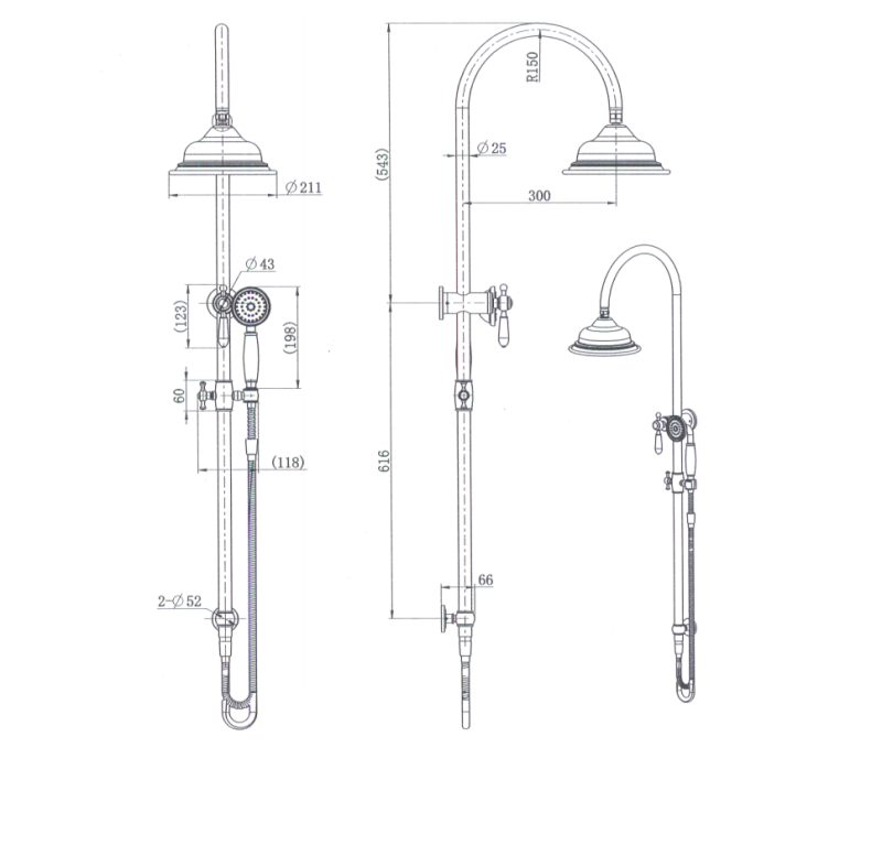 BORDEAUX ROUND SHOWER COLUMN SET - 4 COLOURS (ONLINE ONLY)