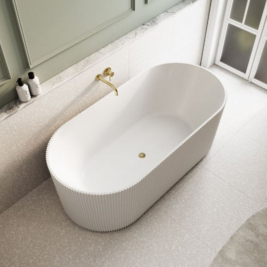 1500MM ROSE FLUTED V-GROOVE FREESTANDING BATH - The Tile Collection™