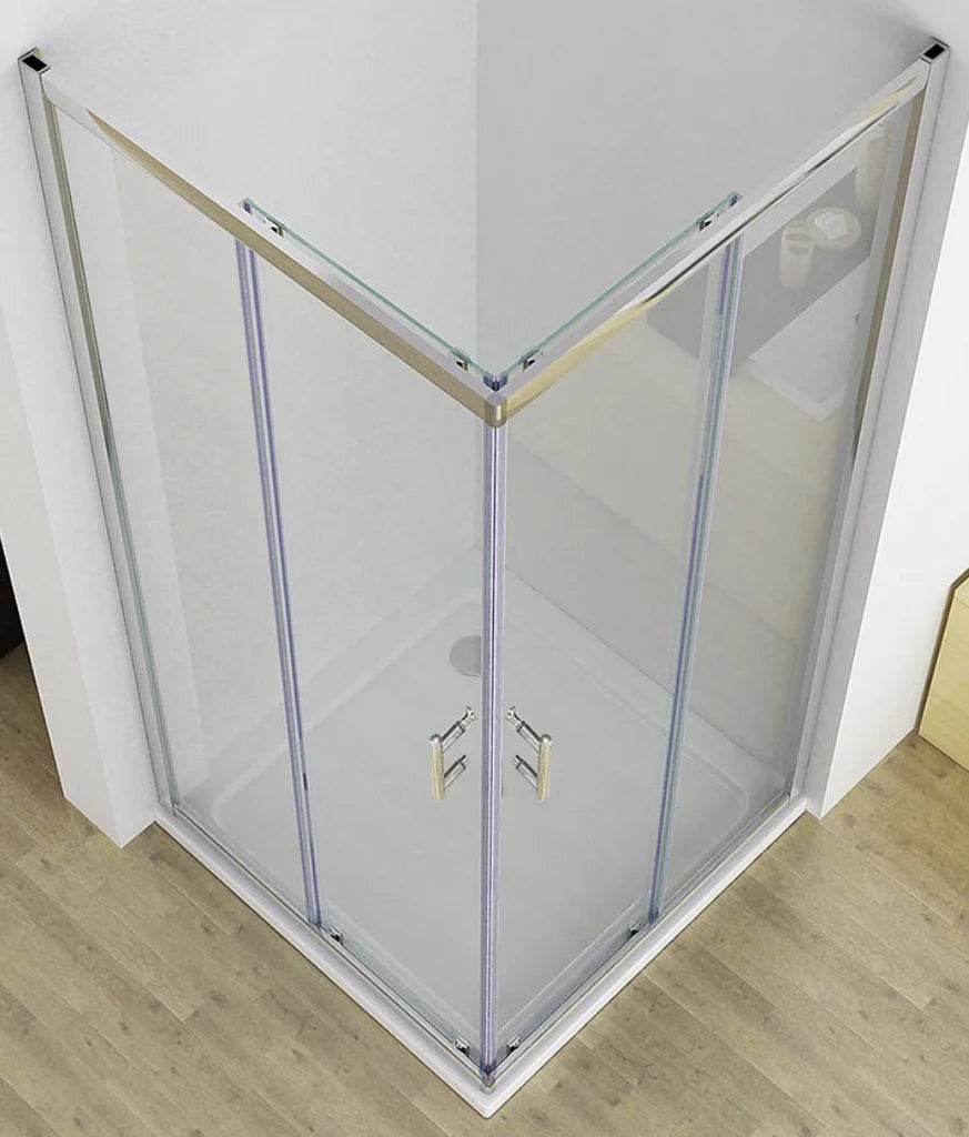 1000X1000MM SQUARE SLIDING DOORS SHOWER ENCLOSURE KIT - CHROME - The Tile Collection™