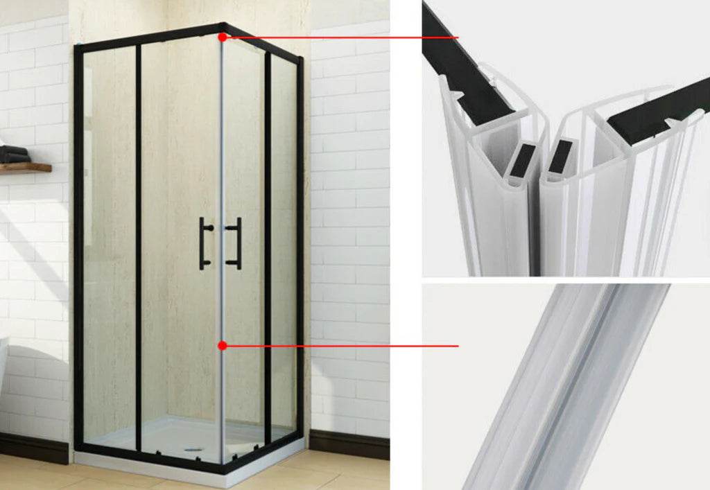 1000X1000MM SQUARE SLIDING DOORS SHOWER ENCLOSURE KIT - BLACK - The Tile Collection™