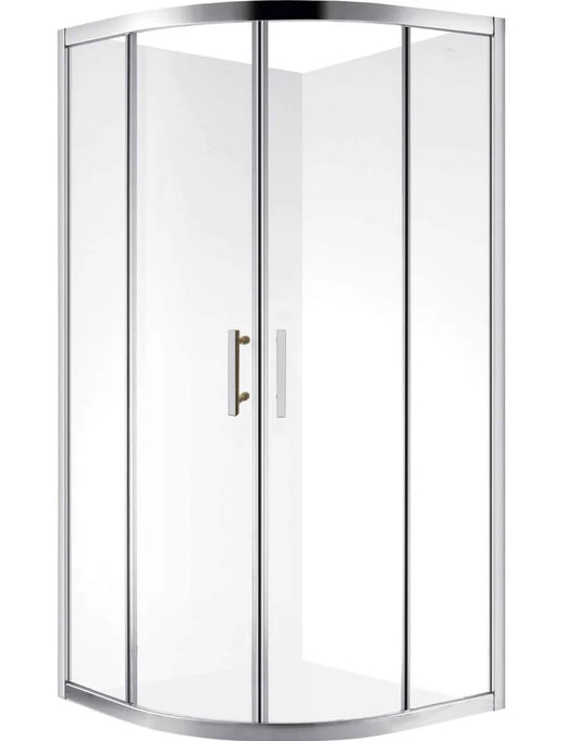 900X900MM ROUND CHROME SHOWER ENCLOSURE WITH CENTRE WASTE TRAY & FLAT LINER