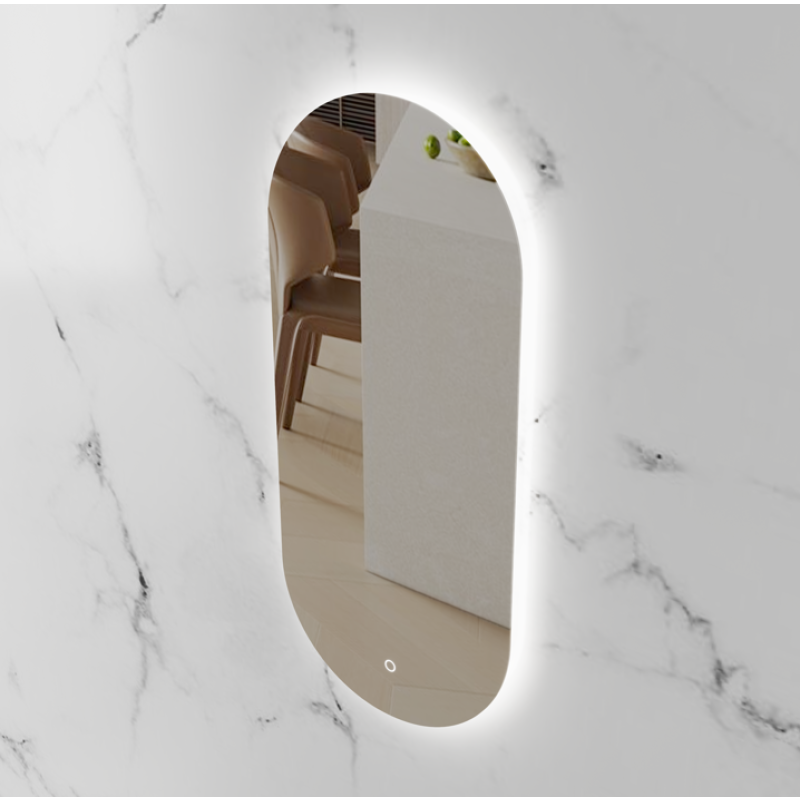 900x450MM OVAL BACKLIT LED MIRROR WITH TOUCH SENSOR | DEFOGGER | 3 COLOURS LIGHTS
