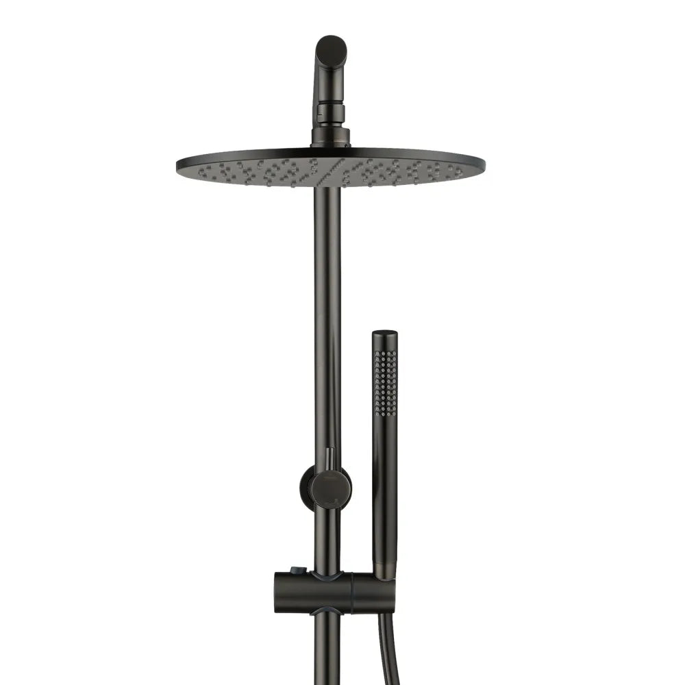 CHASE PREMIUM ROUND TWIN SHOWER SET - BRUSHED GUNMETAL