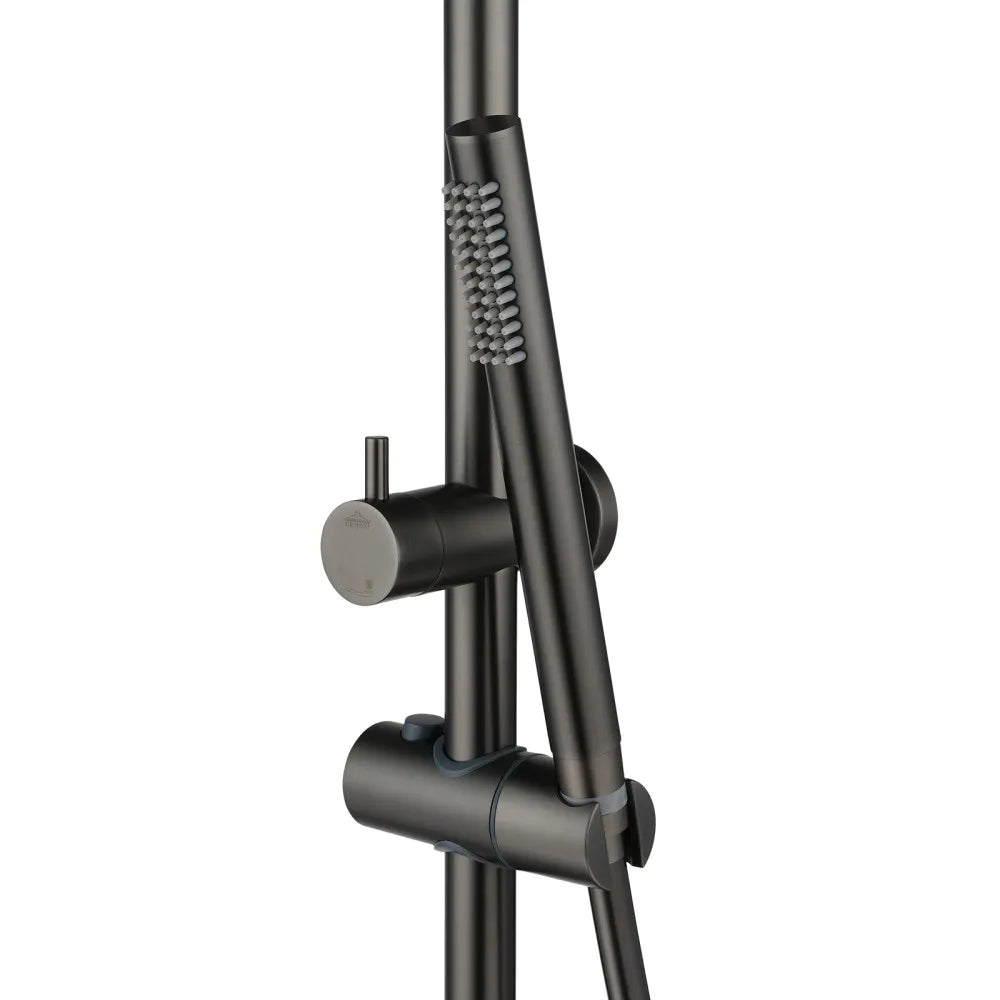 CHASE PREMIUM ROUND TWIN SHOWER SET - BRUSHED GUNMETAL