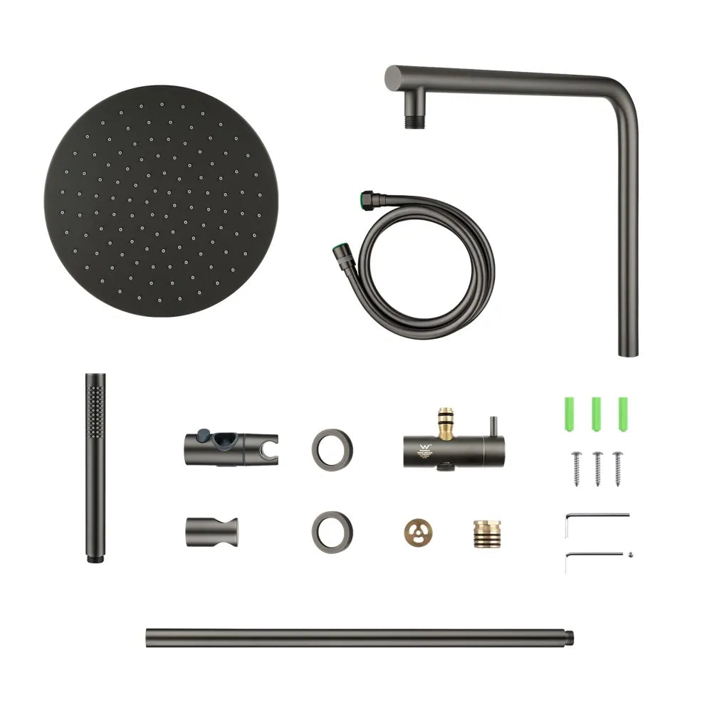 CHASE PREMIUM ROUND TWIN SHOWER SET - BRUSHED GUNMETAL