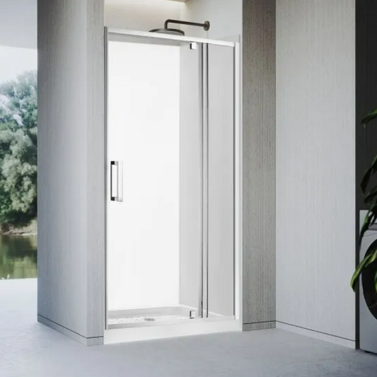 1000X1000X1000MM ALCOVE 3 SIDED SHOWER ENCLOSURE WITH SWING DOOR - CHROME