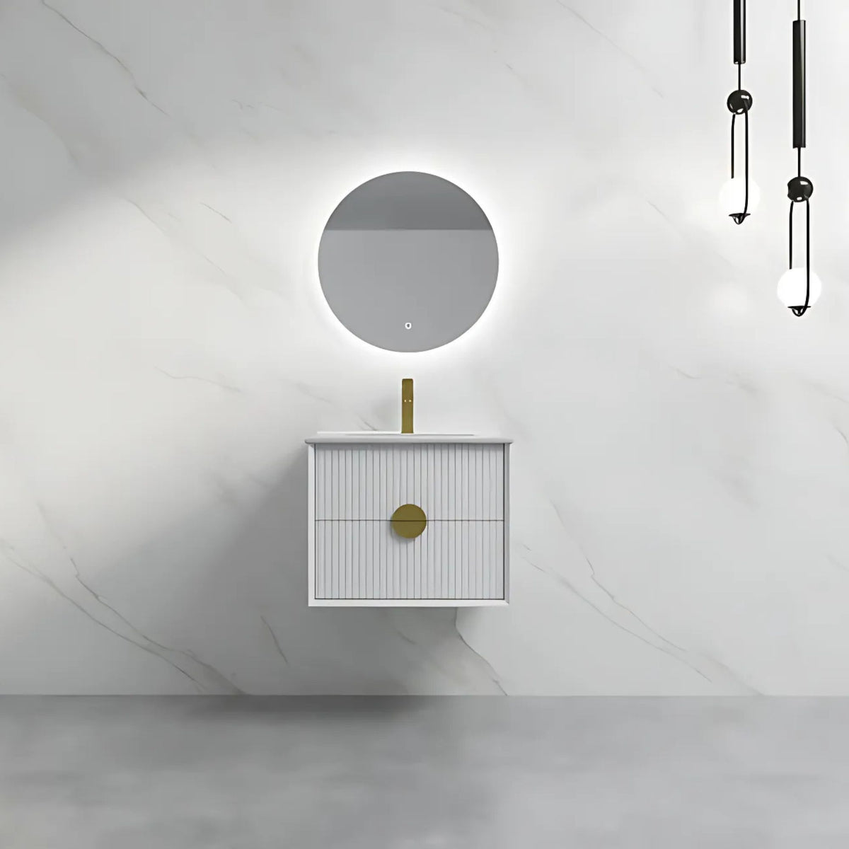 EL60 FLUTED 600MM WALL HUNG VANITY - WHITE