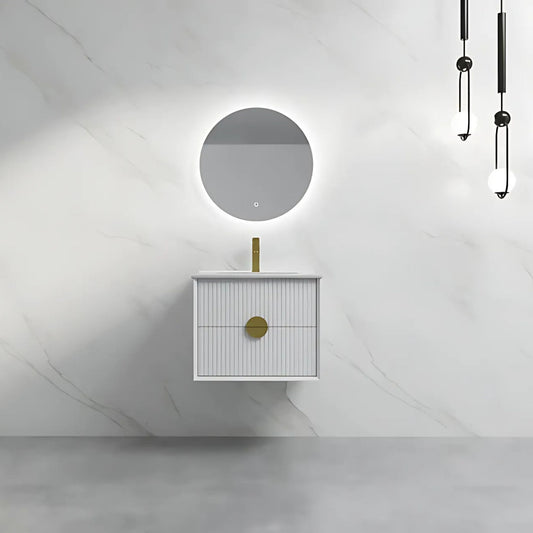 ELVA FLUTED WALL HUNG VANITY 600MM - WHITE