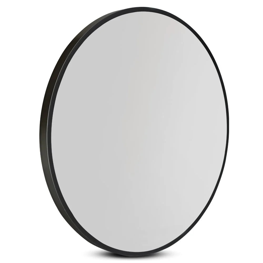 800MM SERAPHINE BLACK ALUMINIUM FRAMED ROUND MIRROR DN - The Tile Collection™