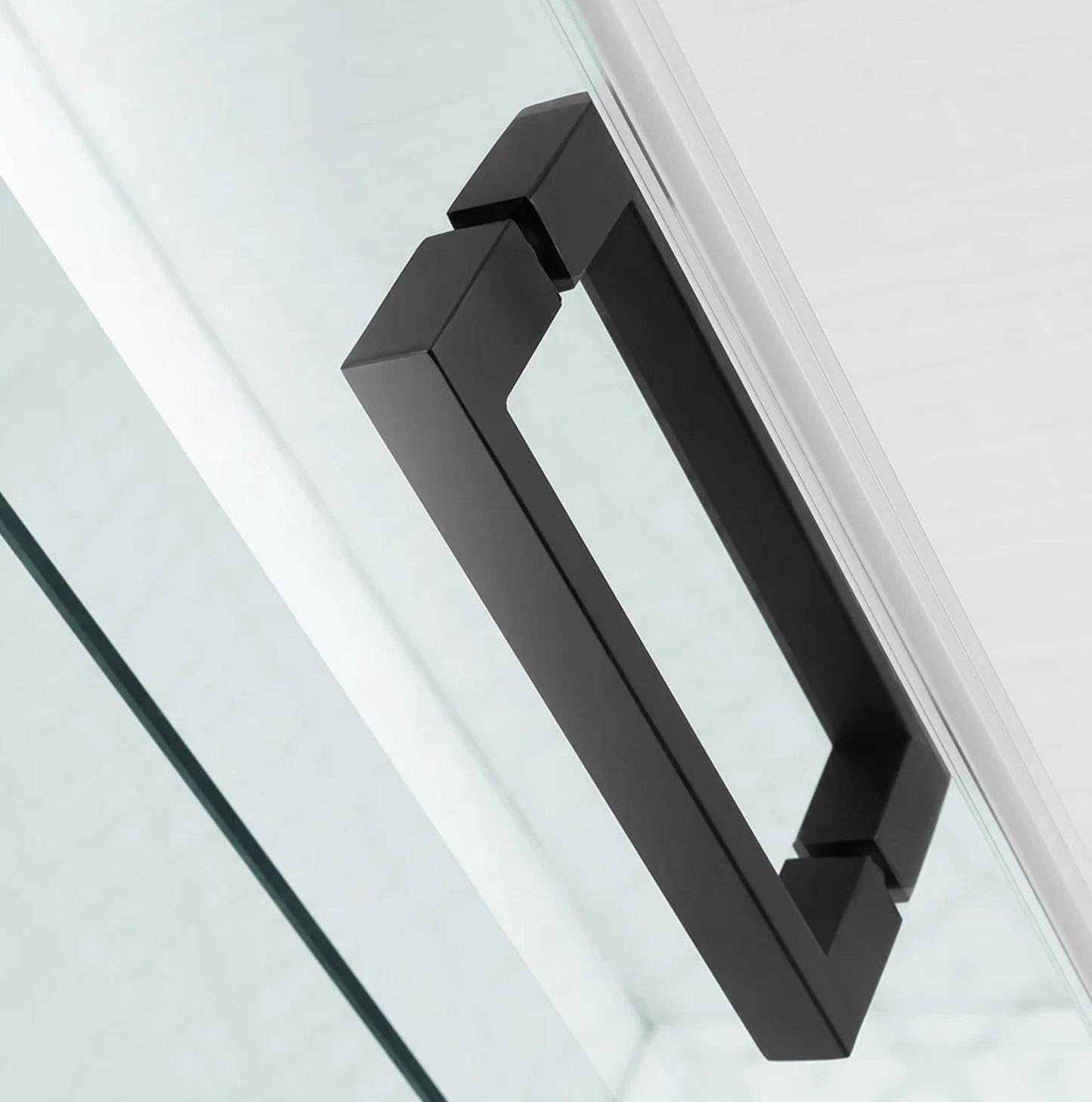 1200MM FRAMELESS SLIDING SHOWER DOOR GLASS- MATTE BLACK - The Tile Collection™