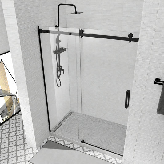 1800MM FRAMELESS SLIDING SHOWER DOOR - BLACK - The Tile Collection™