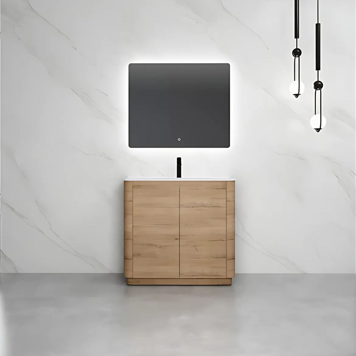 IRIS 750MM CURVED FLOORSTANDING VANITY | HONEY OAK