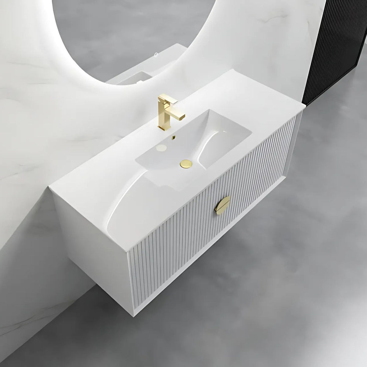 EL120 FLUTED 1200MM WALL HUNG VANITY | SINGLE BASIN | WHITE