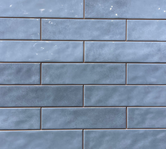 SKY BLUE CERAMIC SUBWAY TILES 75X300MM - $59/SQM