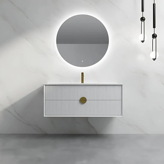 ELVA FLUTED WALL HUNG VANITY 1200MM - WHITE