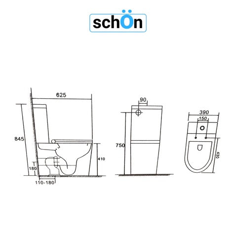 DAKOTA TORNADO ZER0 RIM TOILET - COMPACT DESIGN 845X625X390MM - The Tile Collection™