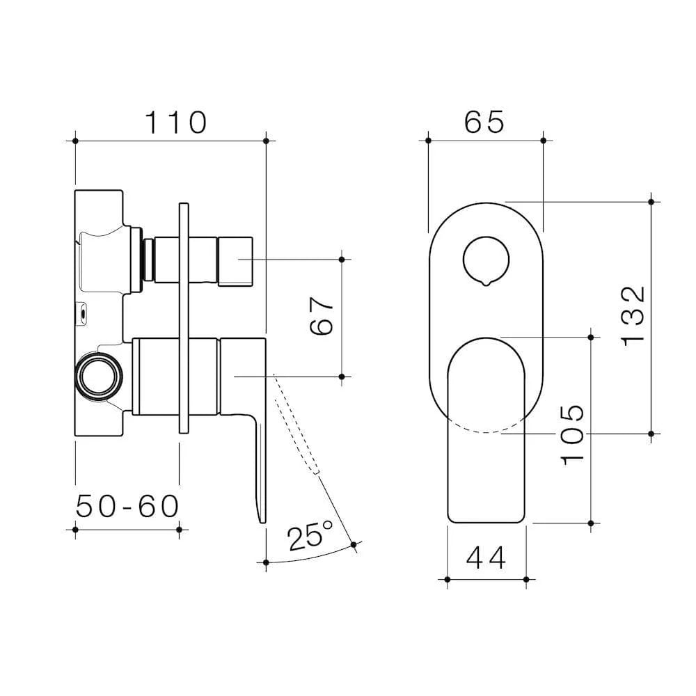 Caroma Urbane® II Bath / Shower Mixer With Diverter - Round or Square Cover Plate
