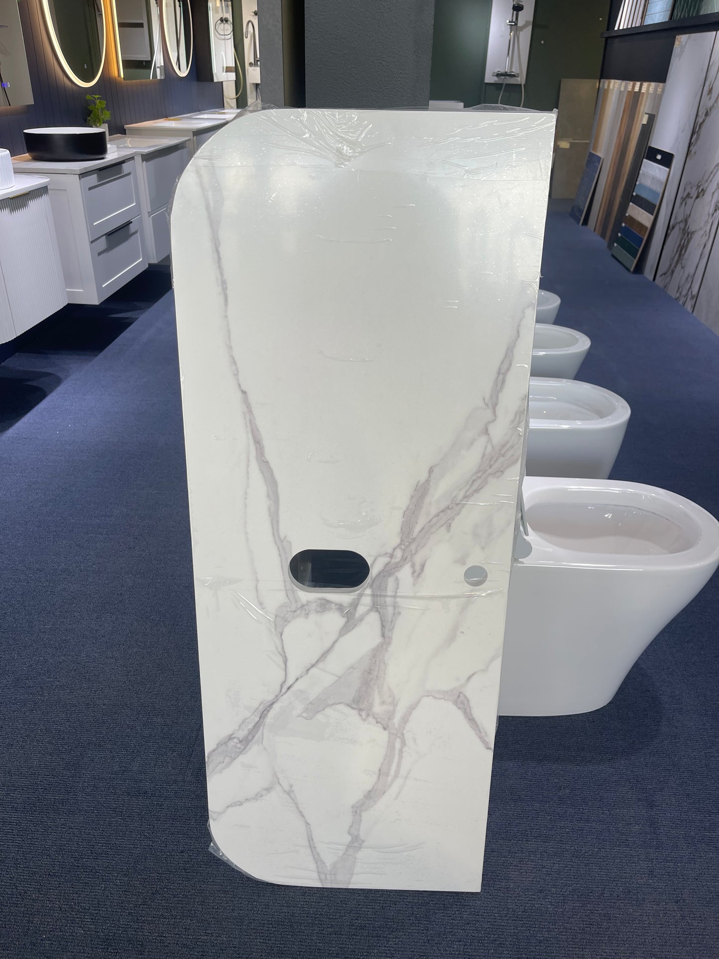 750MM CURVED FLUTED WALL HUNG VANITY | ASH GREY