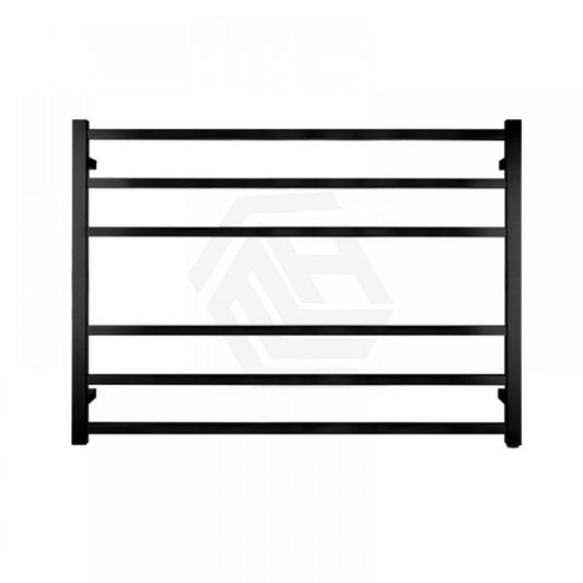 6 BAR 850MM WIDE SQUARE HEATED TOWEL RAIL 600H*850W*120D- MATTE BLACK - The Tile Collection™