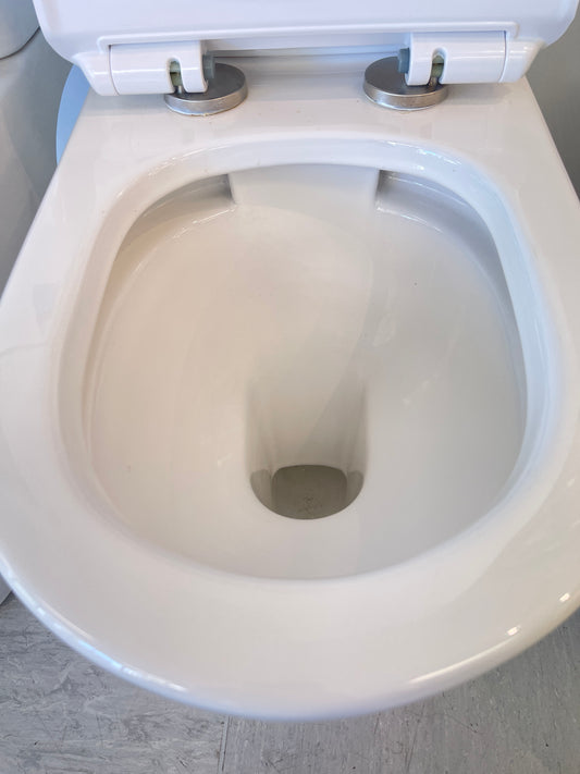 OCEANO COMPACT RIMLESS BACK TO WALL TOILET SUITE 605X370X800 - The Tile Collection™