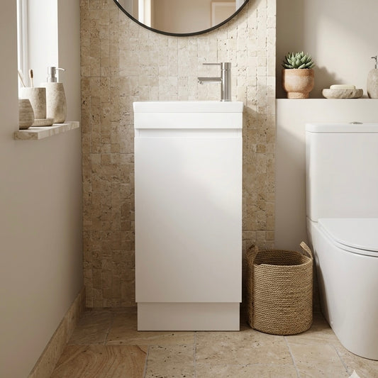 YOLO SLIM FLOOR STANDING VANITY | WHITE GLOSS | 400MM | PLYWOOD