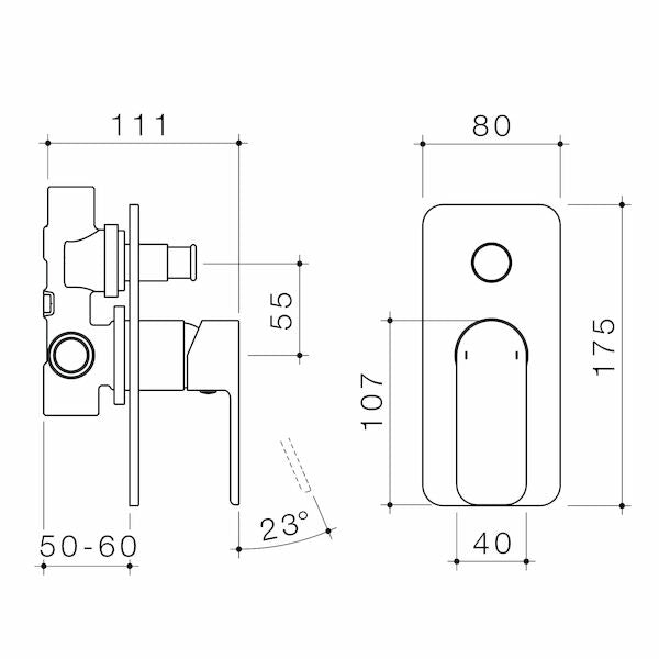Caroma Luna® Bath/Shower Mixer with Diverter Specifications