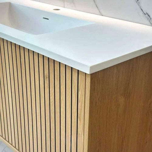 NORDI 1200MM WALL HUNG FLUTED OAK VANITY | SINGLE DRAWER