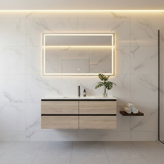 NELSON WALL HUNG VANITY | 1200MM | BLACK & LIGHT OAK | PLYWOOD| SINGLE BASIN - The Tile Collection™