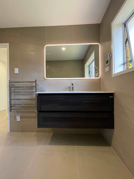 1200X750MM ZEPHYR LED MIRROR | DEMISTER | 3 COLOURS LIGHT | ROUND EDGES - The Tile Collection™