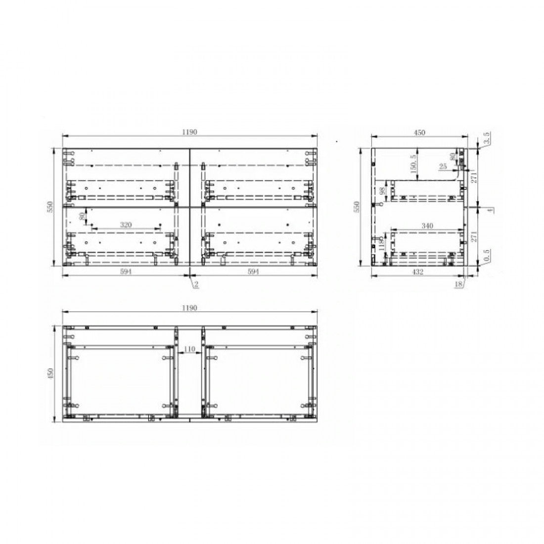 NELSON WALL HUNG VANITY | 1200MM | BLACK & LIGHT OAK | PLYWOOD| DOUBLE BASIN - The Tile Collection™
