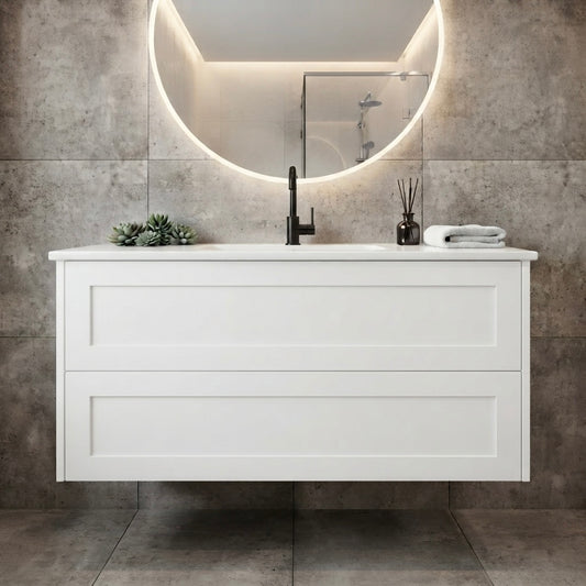 HAMPTON WALL HUNG VANITY | 900MM | SHAKER STYLE | PLYWOOD