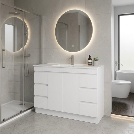 MADRID FLOOR STANDING VANITY 1200MM SINGLE - GLOSS WHITE | TRADITIONAL BATHROOM CABINET