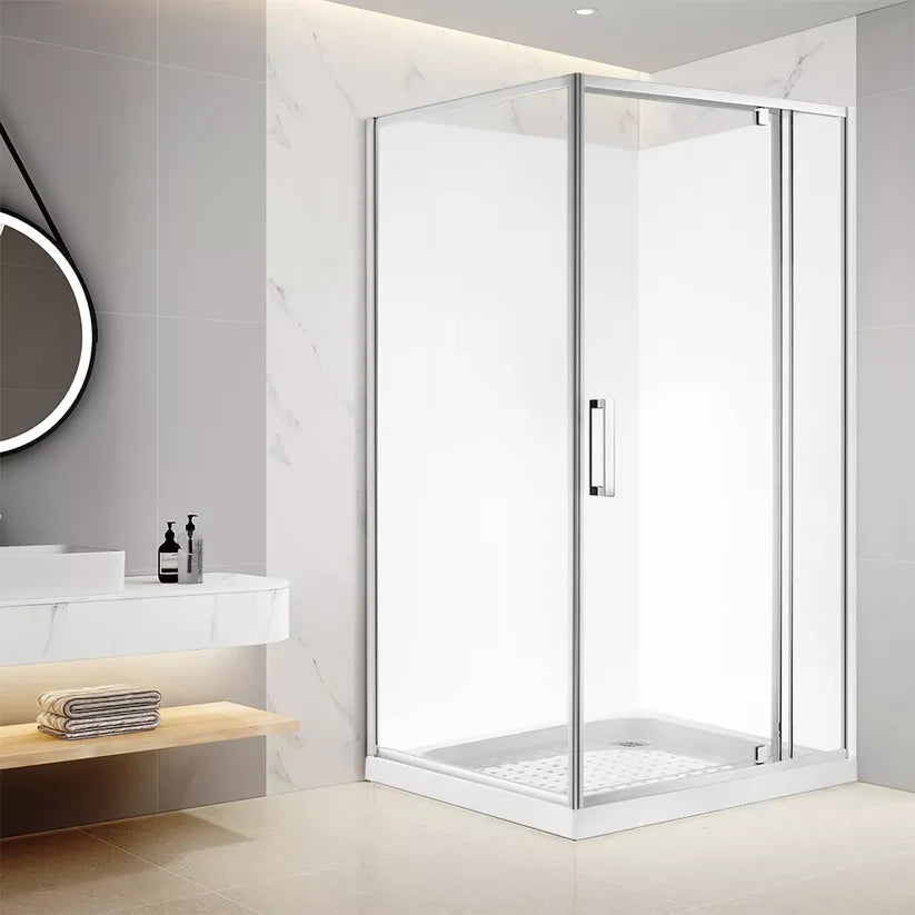 900X750MM CHROME SWING DOOR SHOWER ENCLOSURE - 2 SIDED - The Tile Collection™