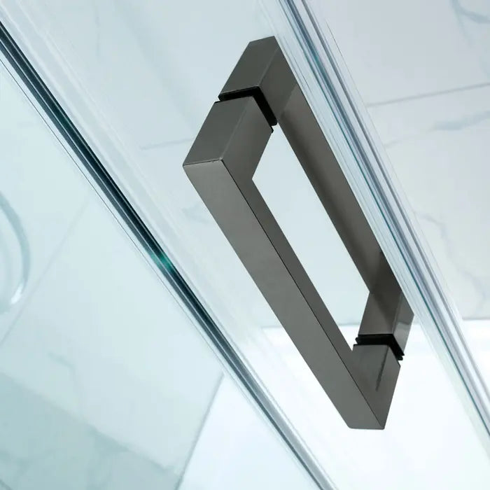 1200X900MM FRAMELESS SHOWER SLIDING DOOR AND RETURN PANEL - BRUSHED GUNMETAL