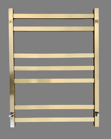 7 BAR SQUARE HEATED TOWEL RAIL HTR 800H*500W*110D- BRUSHED GOLD - The Tile Collection™