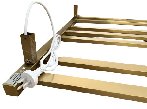 7 BAR SQUARE HEATED TOWEL RAIL HTR 800H*500W*110D- BRUSHED GOLD - The Tile Collection™