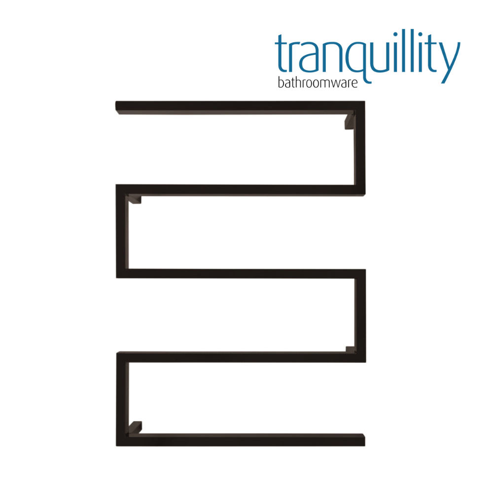 TRANQUILITY JAGUAR S 5 BAR SQUARE HEATED TOWEL RAIL PSS BLACK - The Tile Collection™