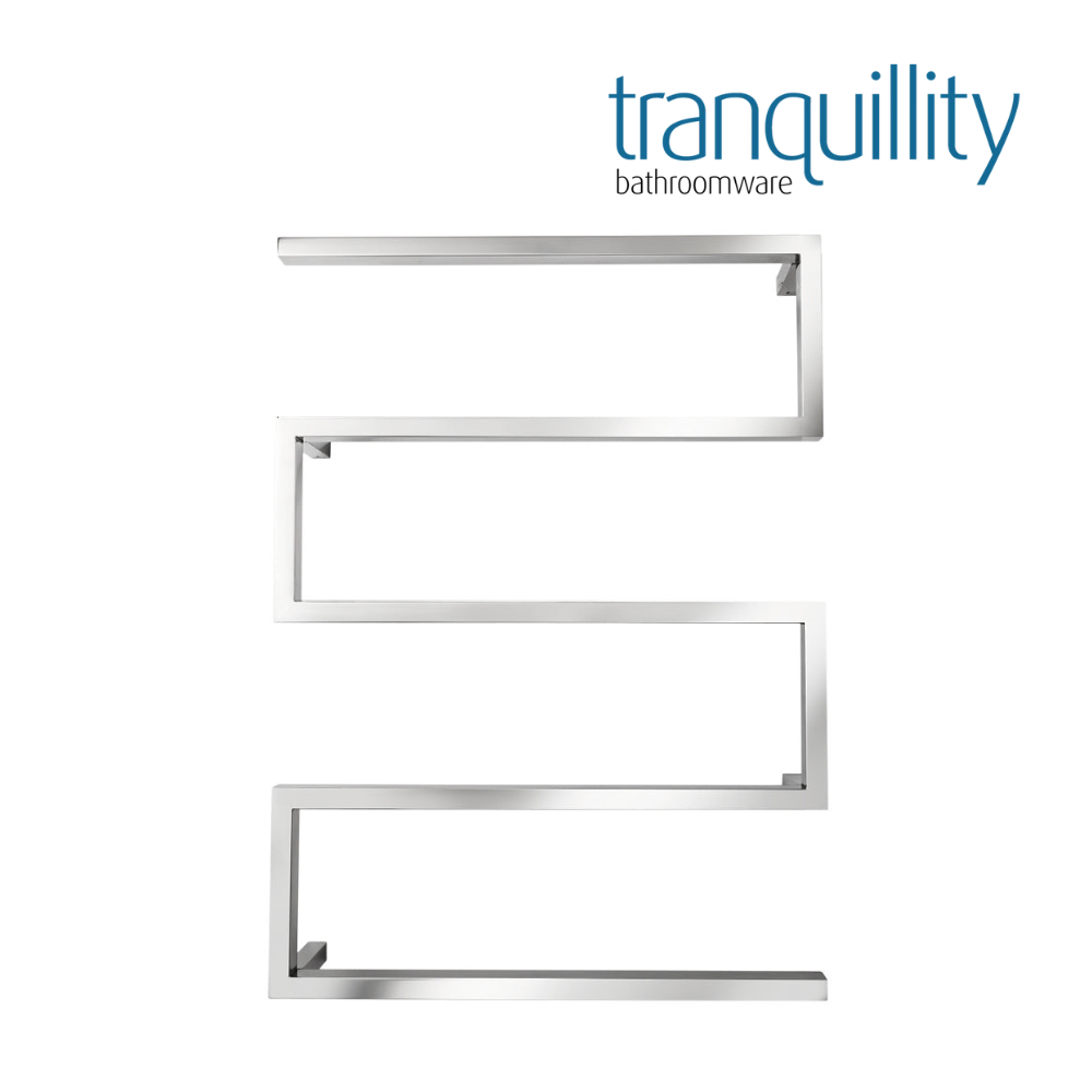TRANQUILITY DESIGNER 5 BAR SQUARE HEATED TOWEL RAIL PSS POLISHED STAINLESS - The Tile Collection™