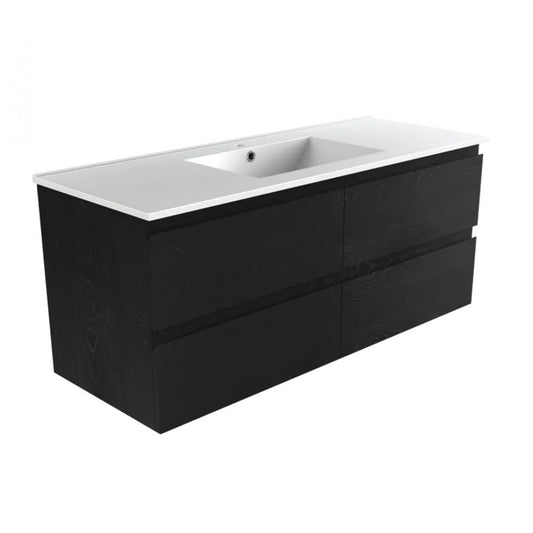 NELSON WALL HUNG VANITY | 1200MM | DARK OAK | PLYWOOD | SINGLE BASIN - The Tile Collection™
