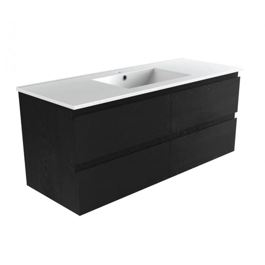 NELSON WALL HUNG VANITY | 1500MM | DARK OAK | PLYWOOD | SINGLE BASIN - The Tile Collection™