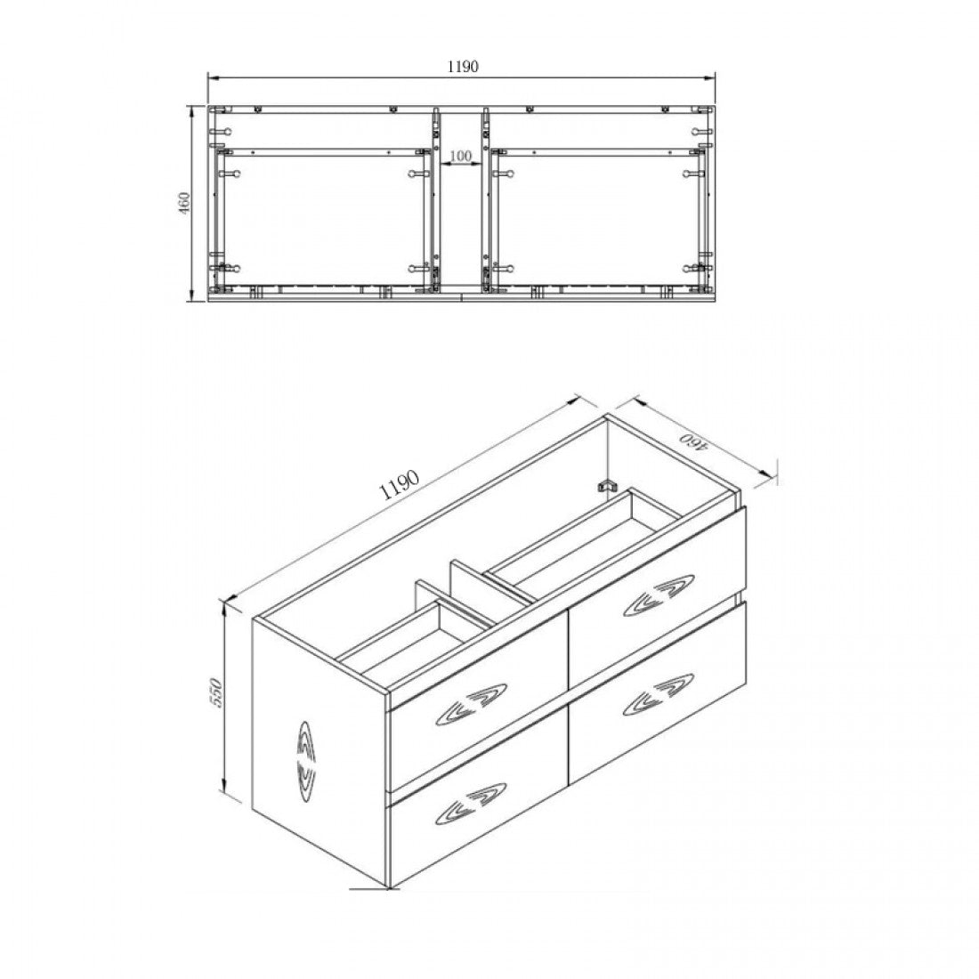 NELSON WALL HUNG VANITY | 1200MM | DARK OAK | PLYWOOD | DOUBLE BASIN - The Tile Collection™