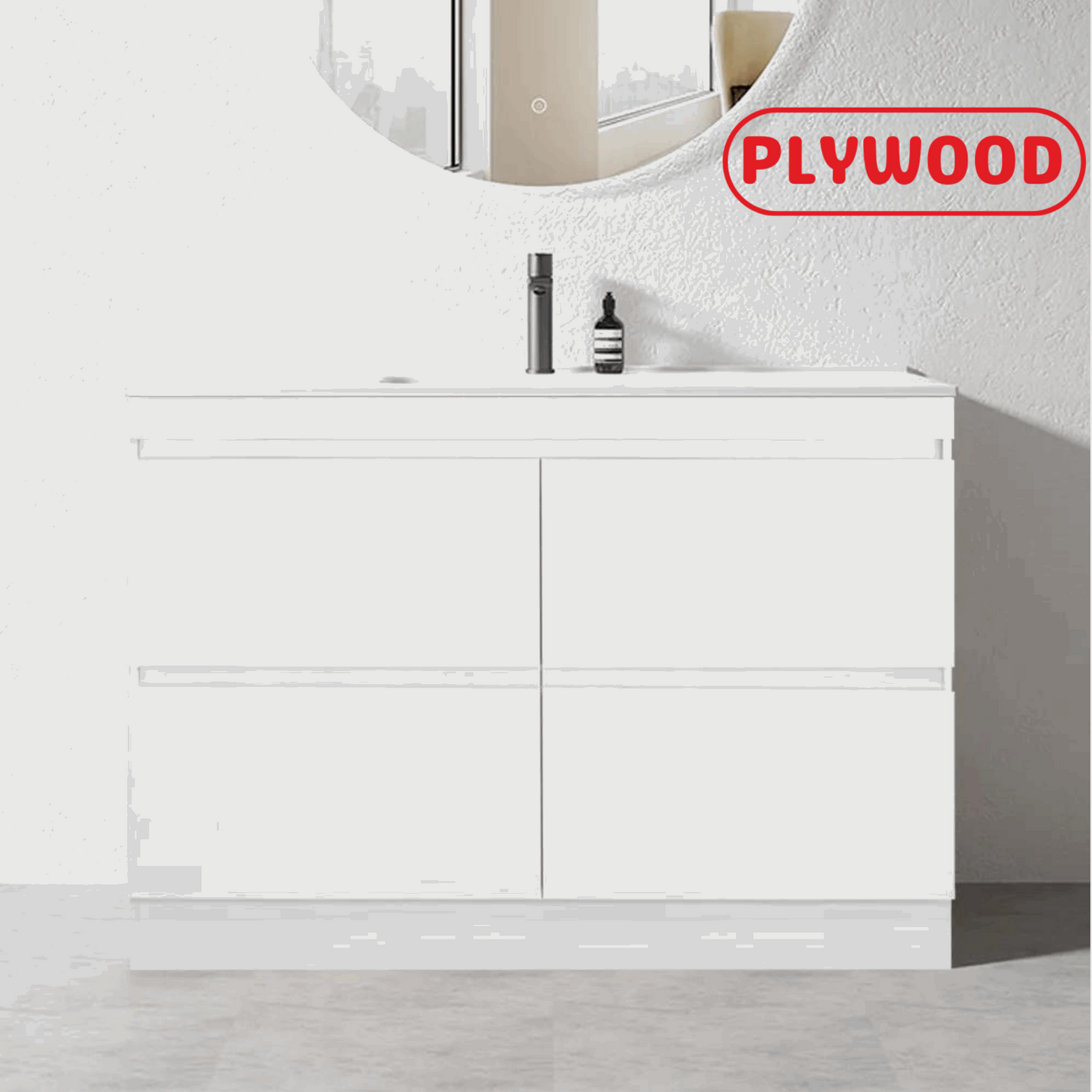1500MM POLO WHITE GLOSS PLYWOOD FLOORSTANDING VANITY SINGLE BASIN - The Tile Collection™