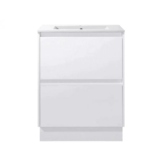600MM POLO WHITE PLYWOOD FLOORSTANDING VANITY WITH CERAMIC TOP - The Tile Collection™