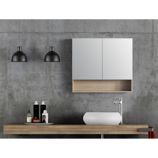 BATHROOM MIRROR CABINET | 900MM | NATURAL OAK | PLYWOOD - The Tile Collection™
