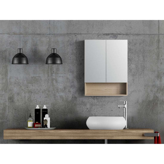 600MM NATURAL OAK PLYWOOD MIRROR CABINET DN - The Tile Collection™
