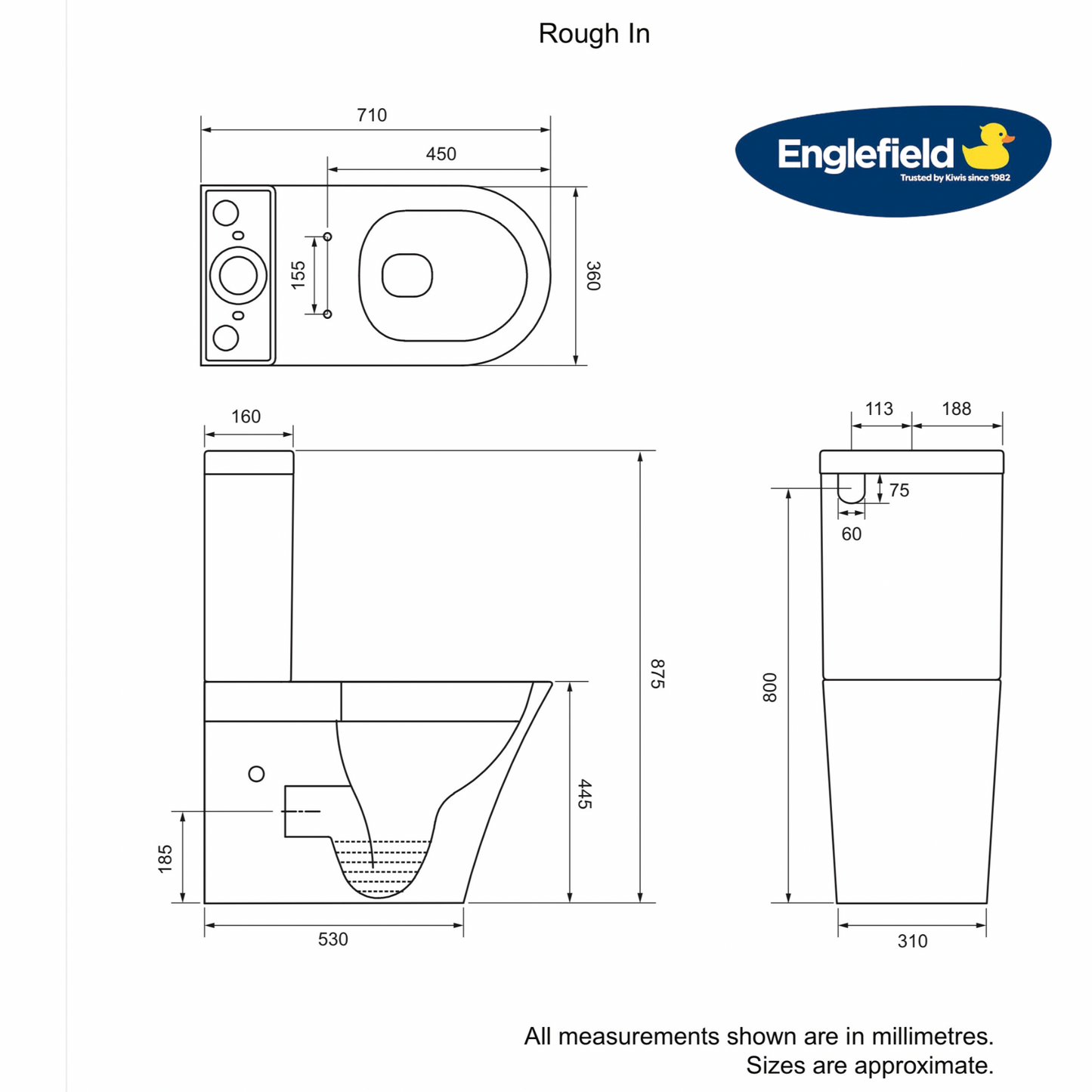 ENGLEFIELD SIERRA RAISED HEIGHT BACK TO WALL TOILET SUITE - The Tile Collection™
