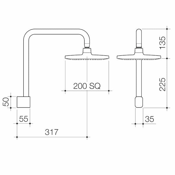 Caroma Luna Fixed Overhead Shower Dimensions