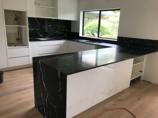 Nebula Black Marble Vein Engineered Quartz Stone | Custom Vanity tops NZ