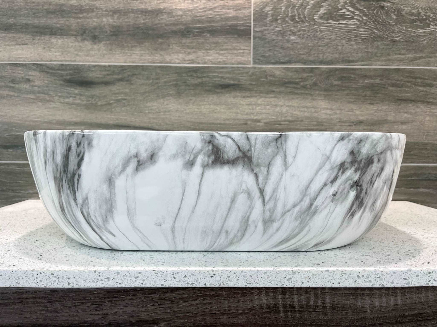 CALCUTTA WHITE MARBLE LOOK CERAMIC ART BASIN - The Tile Collection™