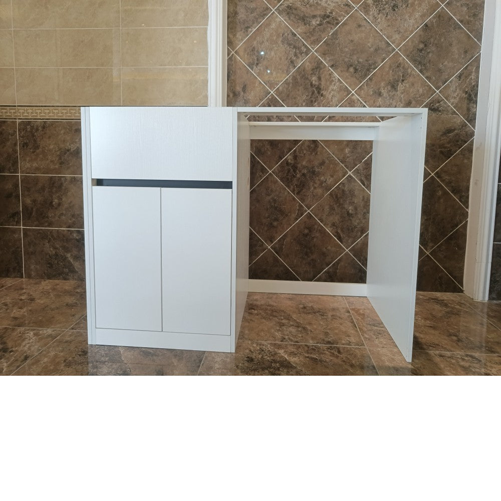 1200MM WHITE PLYWOOD LAUNDRY STATION | STONE BENCHTOP | STAINLESS STEEL SINK